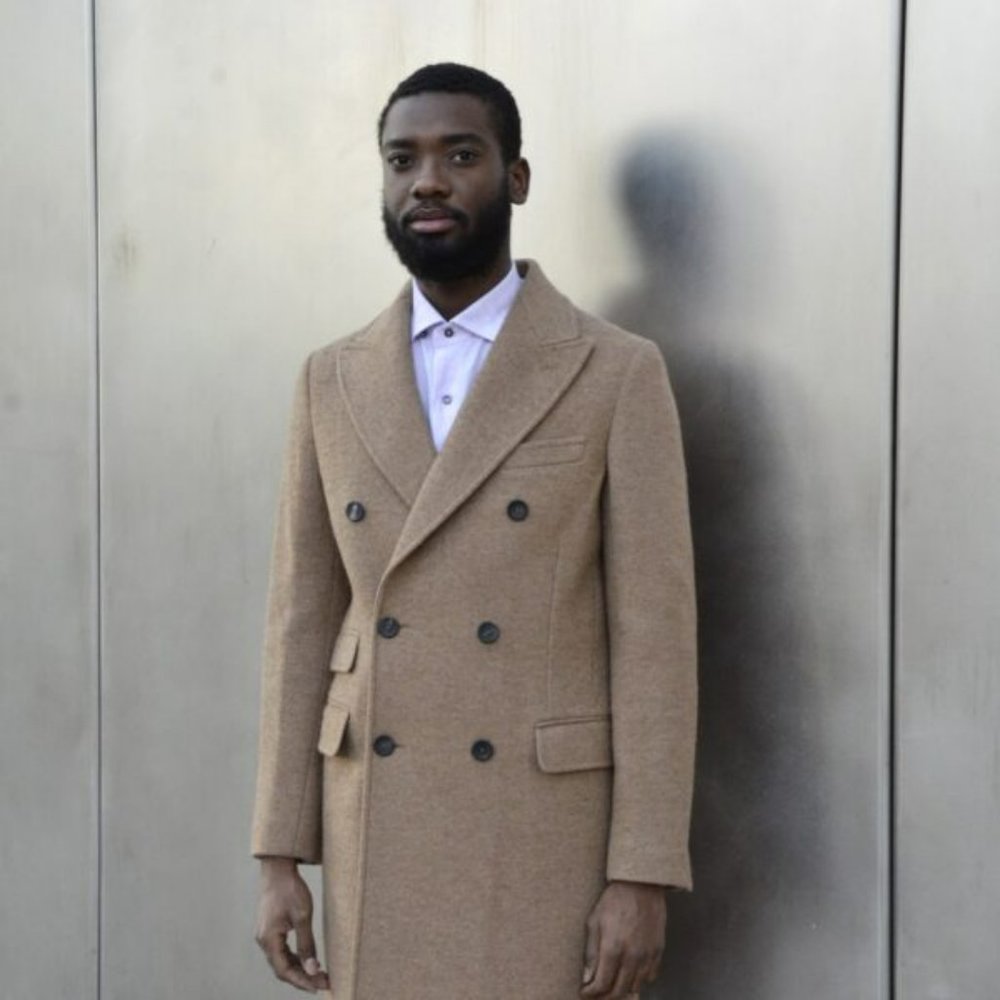 MAX STANCO ALPACA DOUBLE BREASTED COAT IN TAN